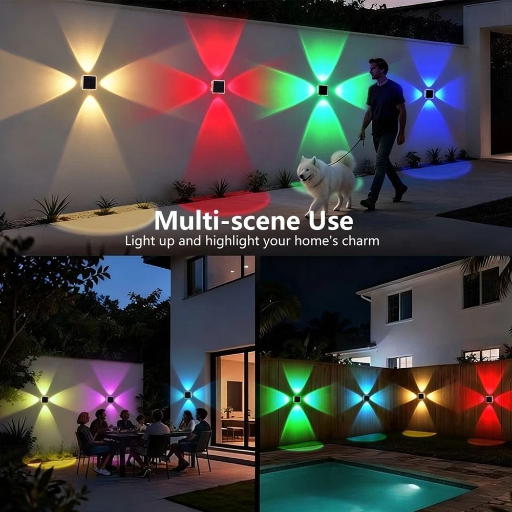 RGB Solar Wall Lights For Outdoor Fence Deck Garden And Steps 2