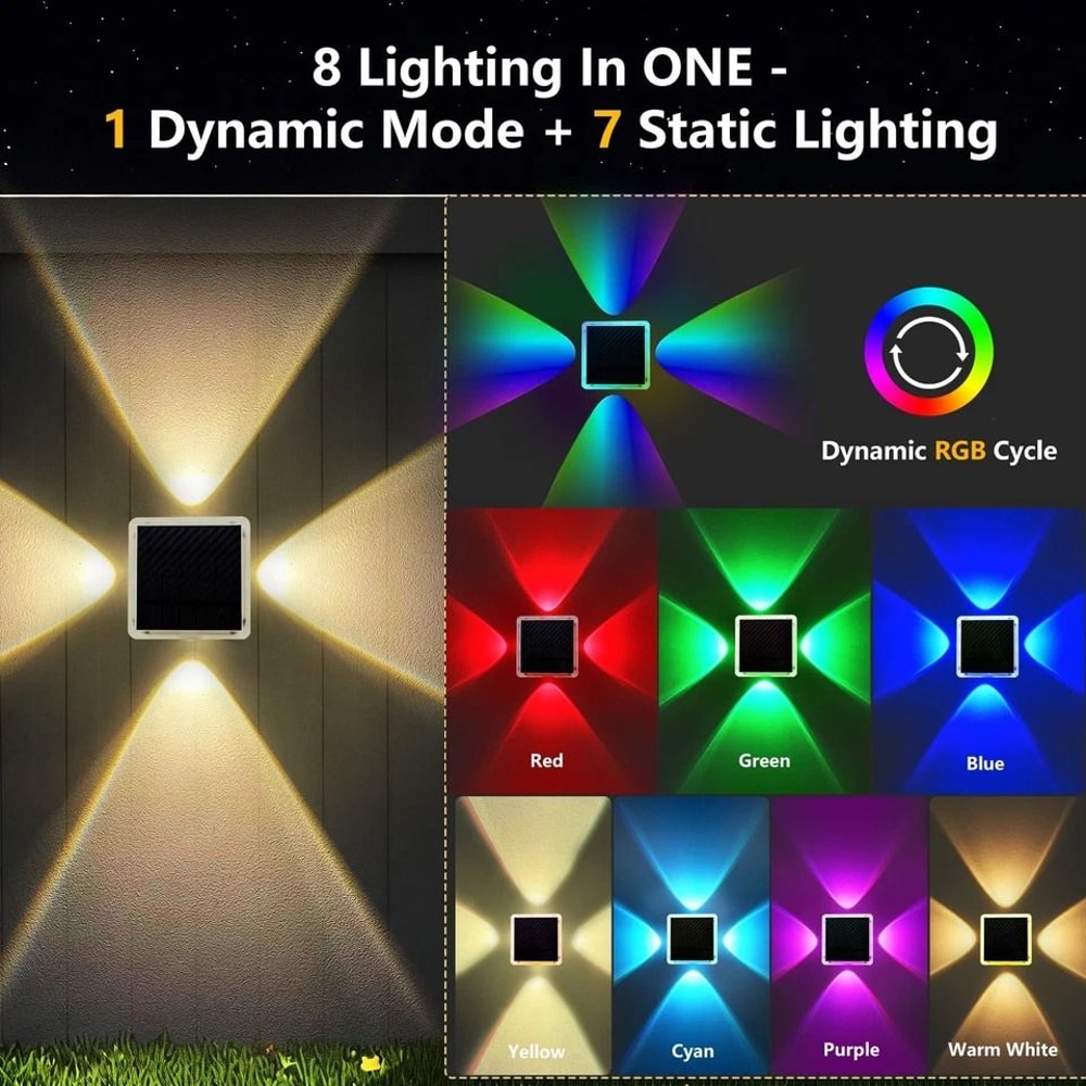 RGB Solar Wall Lights For Outdoor Fence Deck Garden And Steps 3