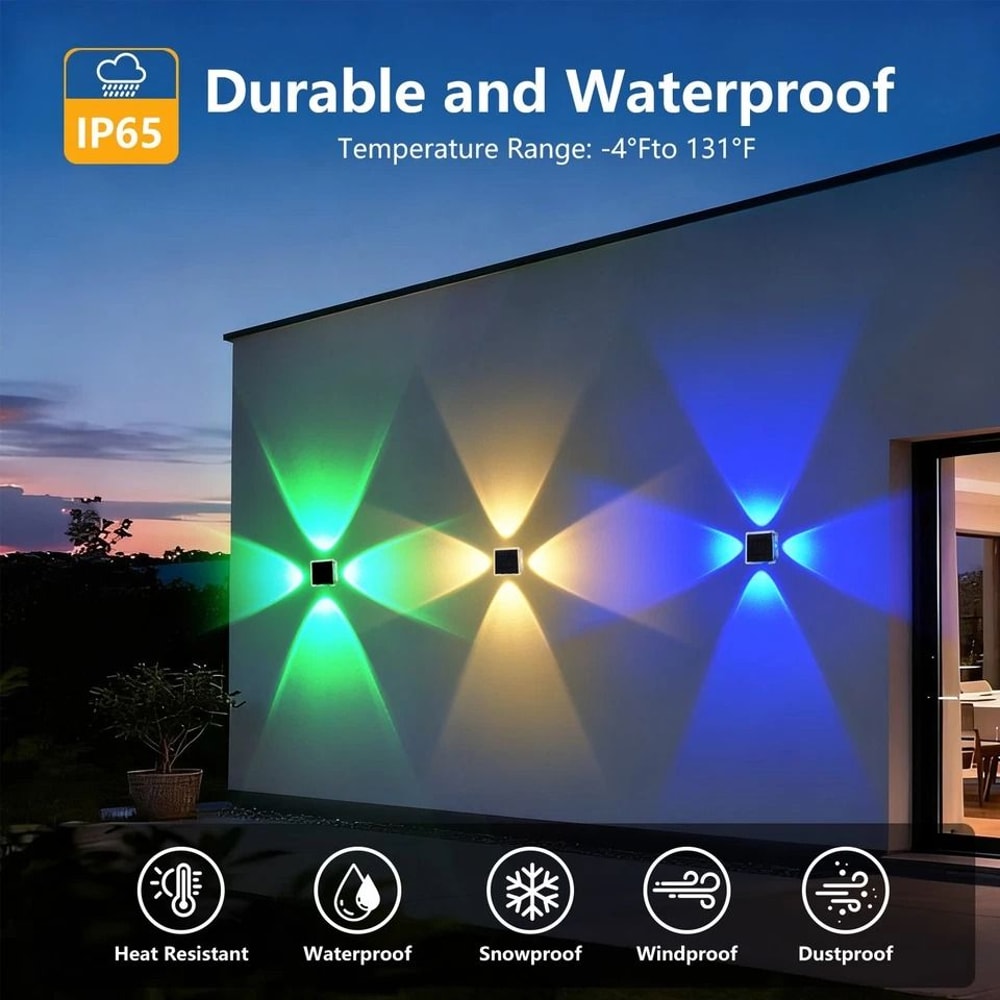 RGB Solar Wall Lights For Outdoor Fence Deck Garden And Steps 5