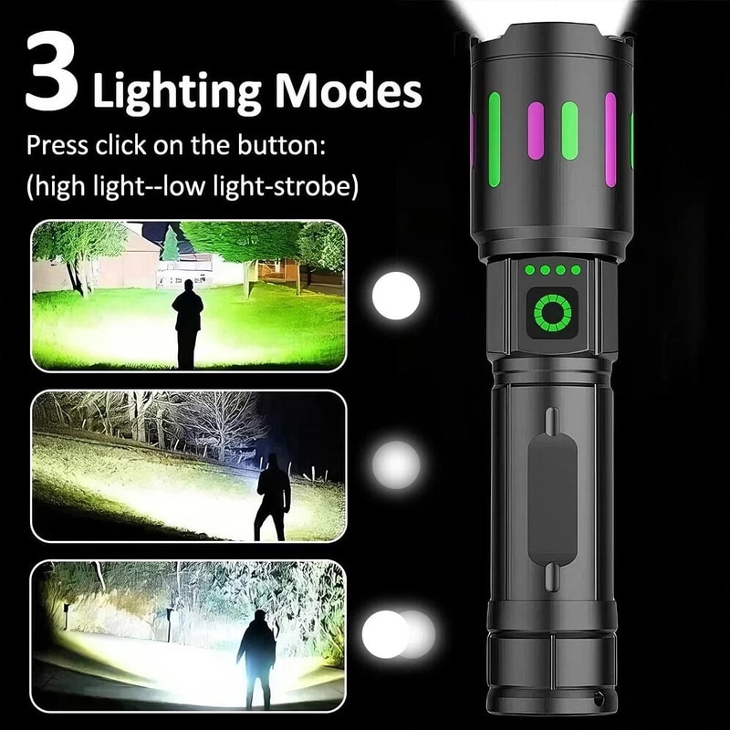 Rechargeable LED Tactical Flashlight With Zoom Beam And Work Light 1