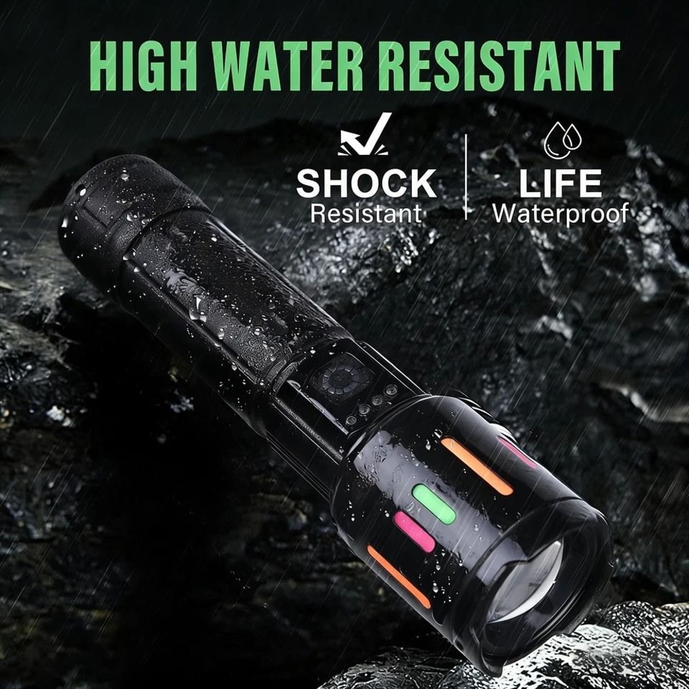 Rechargeable LED Tactical Flashlight With Zoom Beam And Work Light 4