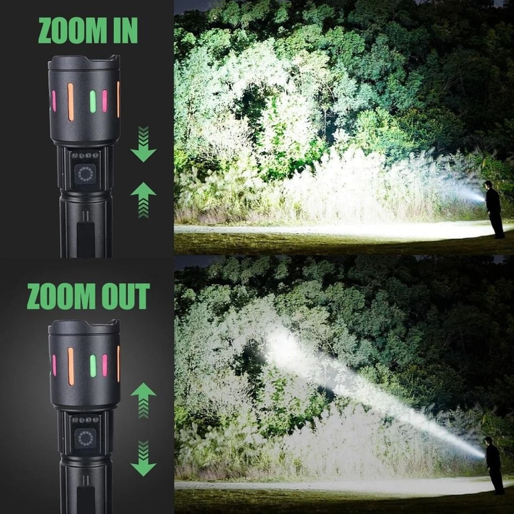 Rechargeable LED Tactical Flashlight With Zoom Beam And Work Light 6