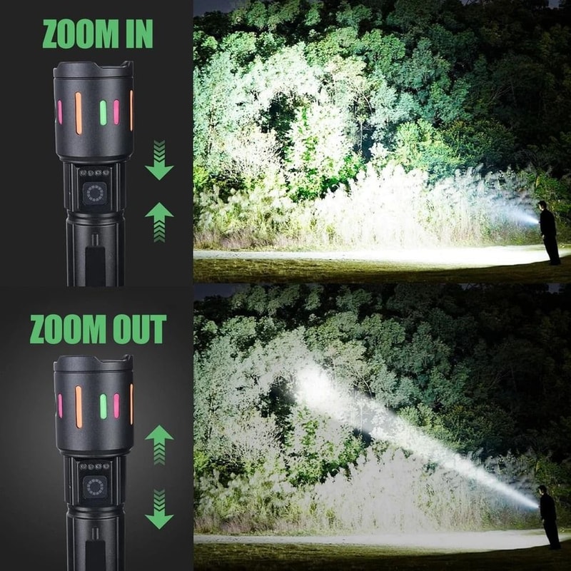 Rechargeable LED Tactical Flashlight With Zoom Beam And Work Light 6