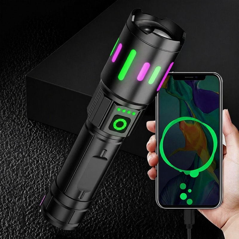 Rechargeable LED Tactical Flashlight With Zoom Beam And Work Light 0