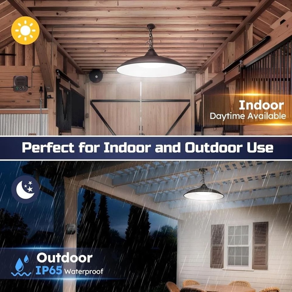 Solar Ceiling Pendant Light With Remote For Outdoor Garden Patio Lighting 6