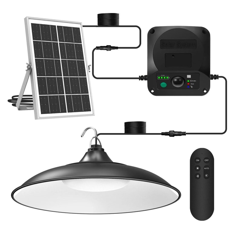Solar Ceiling Pendant Light With Remote For Outdoor Garden Patio Lighting 0