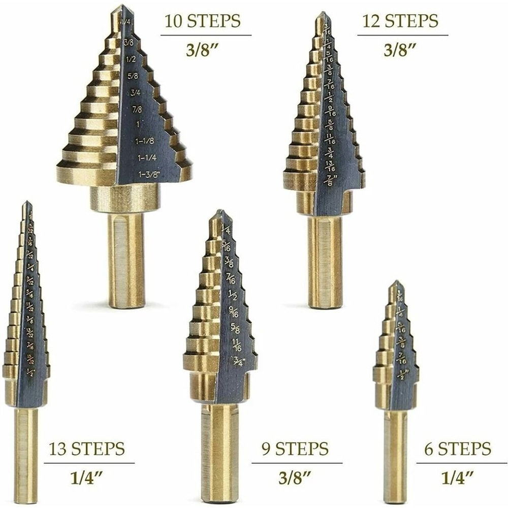 HSS Step Drill Bit Set Titanium Cobalt Cone Cutters For Metal 6