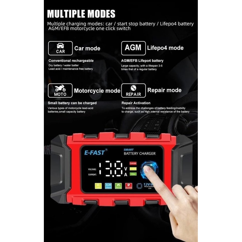 Smart Car Battery Charger Maintainer For Motorcycle AGM Batteries 11