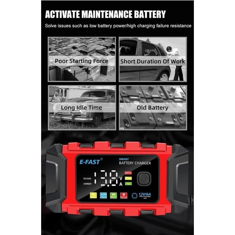 Smart Car Battery Charger Maintainer For Motorcycle AGM Batteries 7