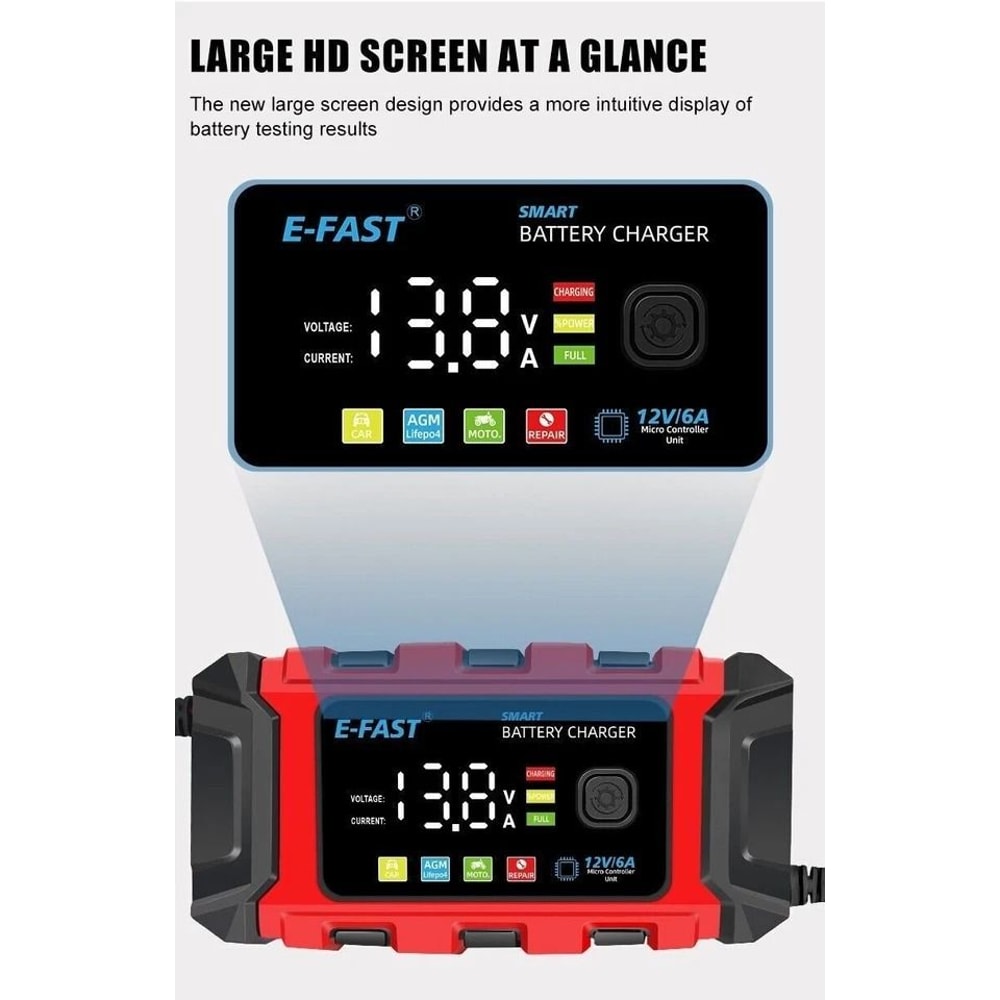 Smart Car Battery Charger Maintainer For Motorcycle AGM Batteries 8
