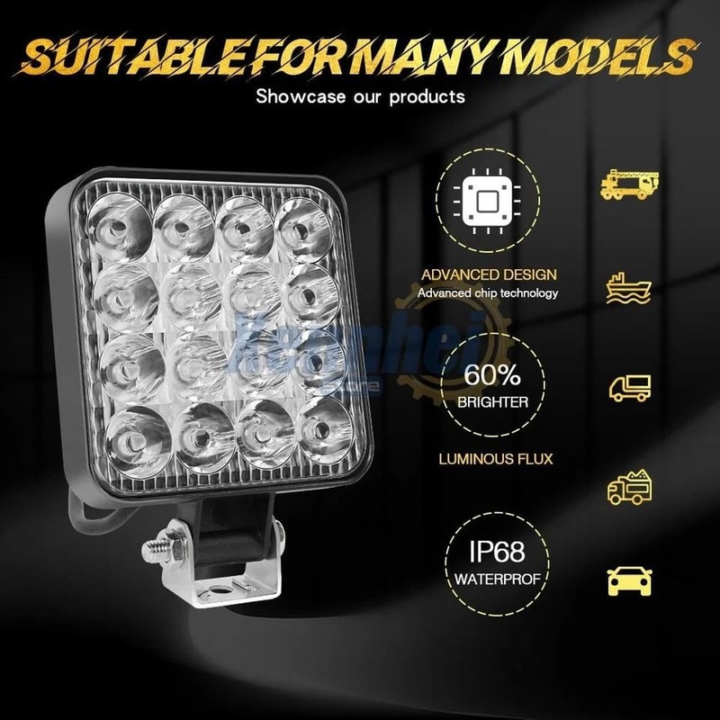 LED Work Lights Flood Lights For Truck Tractor Off Road 4