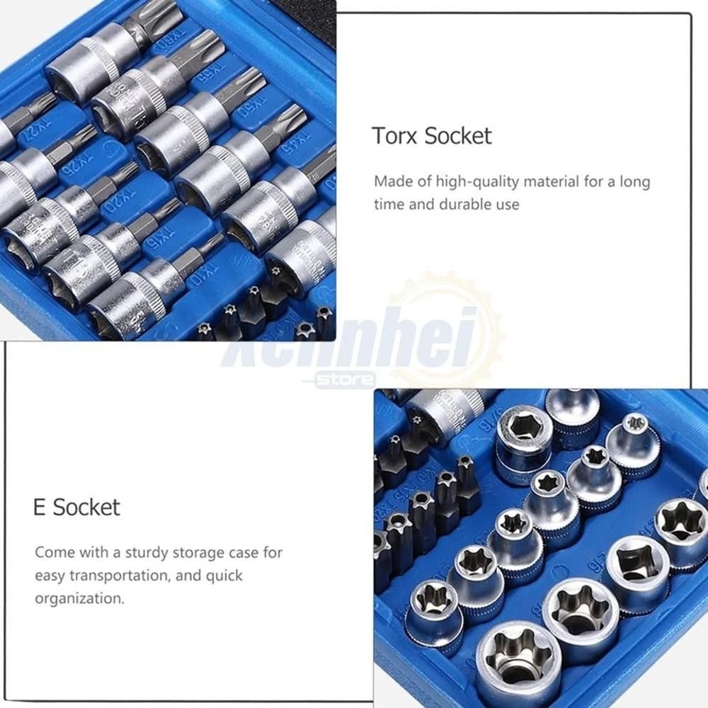 Torx Socket Set With E Sockets Star Bits And Storage Case 7