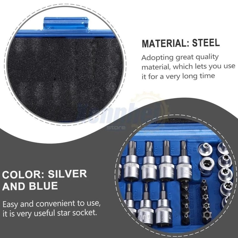 Torx Socket Set With E Sockets Star Bits And Storage Case 8