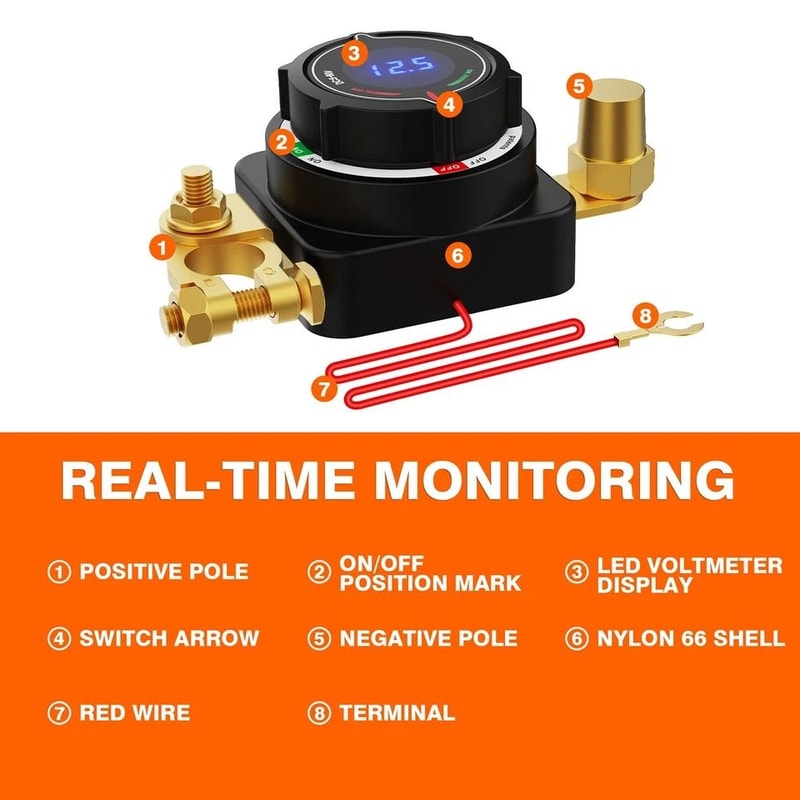 Battery Cut Off Switch With Voltmeter For Car Boat RV ATV 5