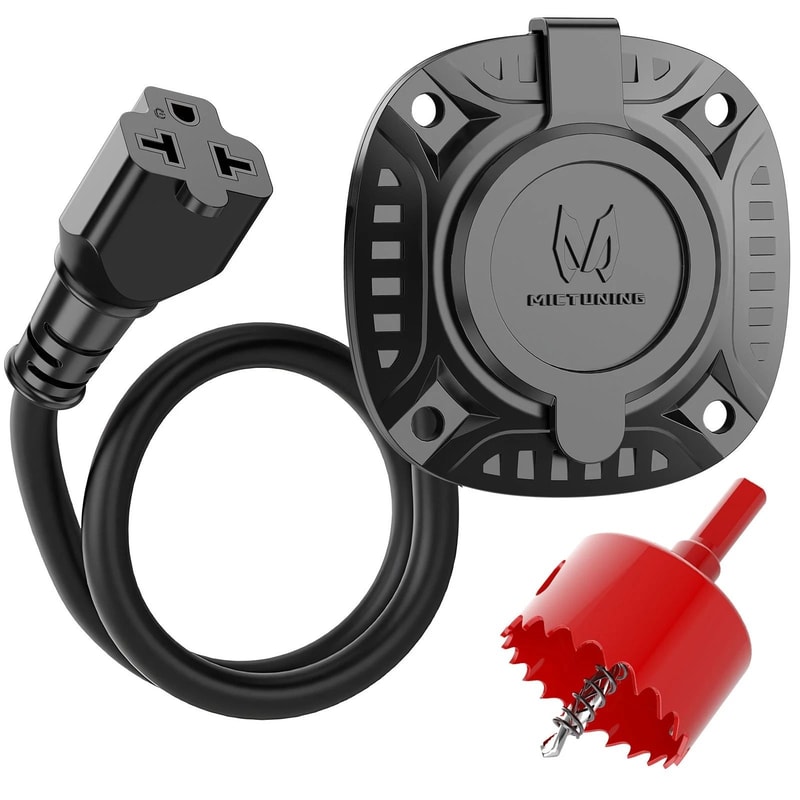 RV Shore Power Inlet Plug With T Blade Adapter And Hole Saw 6
