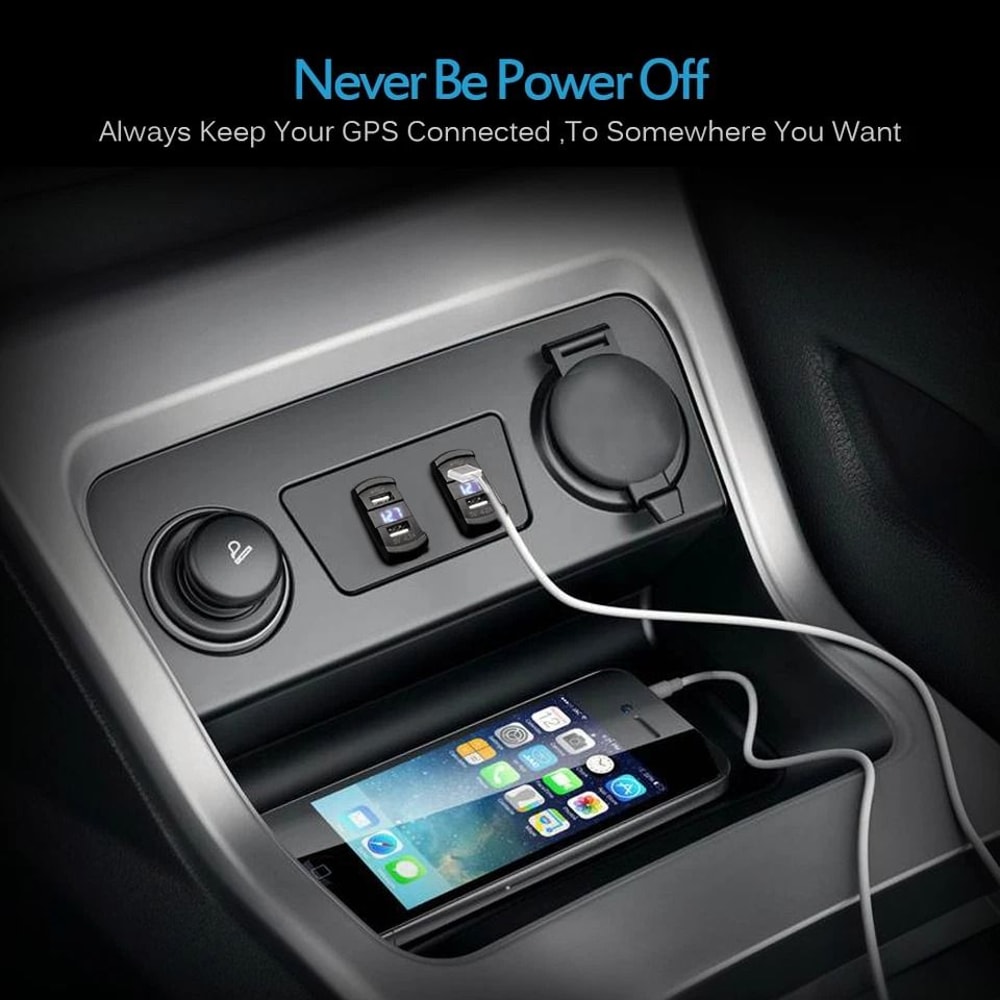 Dual USB Car Charger With Voltmeter Fast Charge Rocker Switch Panel For Truck Van 1