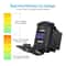 Dual USB Car Charger With Voltmeter Fast Charge Rocker Switch Panel For Truck Van 4