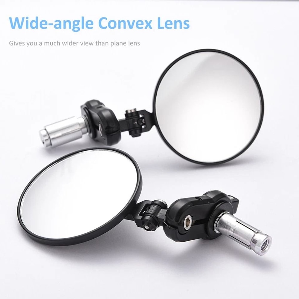 Motorcycle Bar End Mirrors 3 Inch Round Foldable Rear View Pair 2