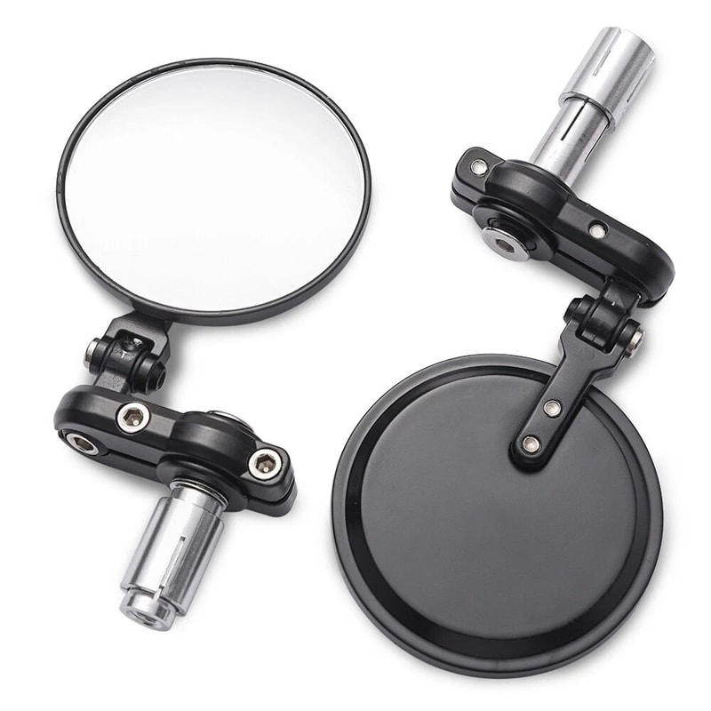Motorcycle Bar End Mirrors 3 Inch Round Foldable Rear View Pair 0