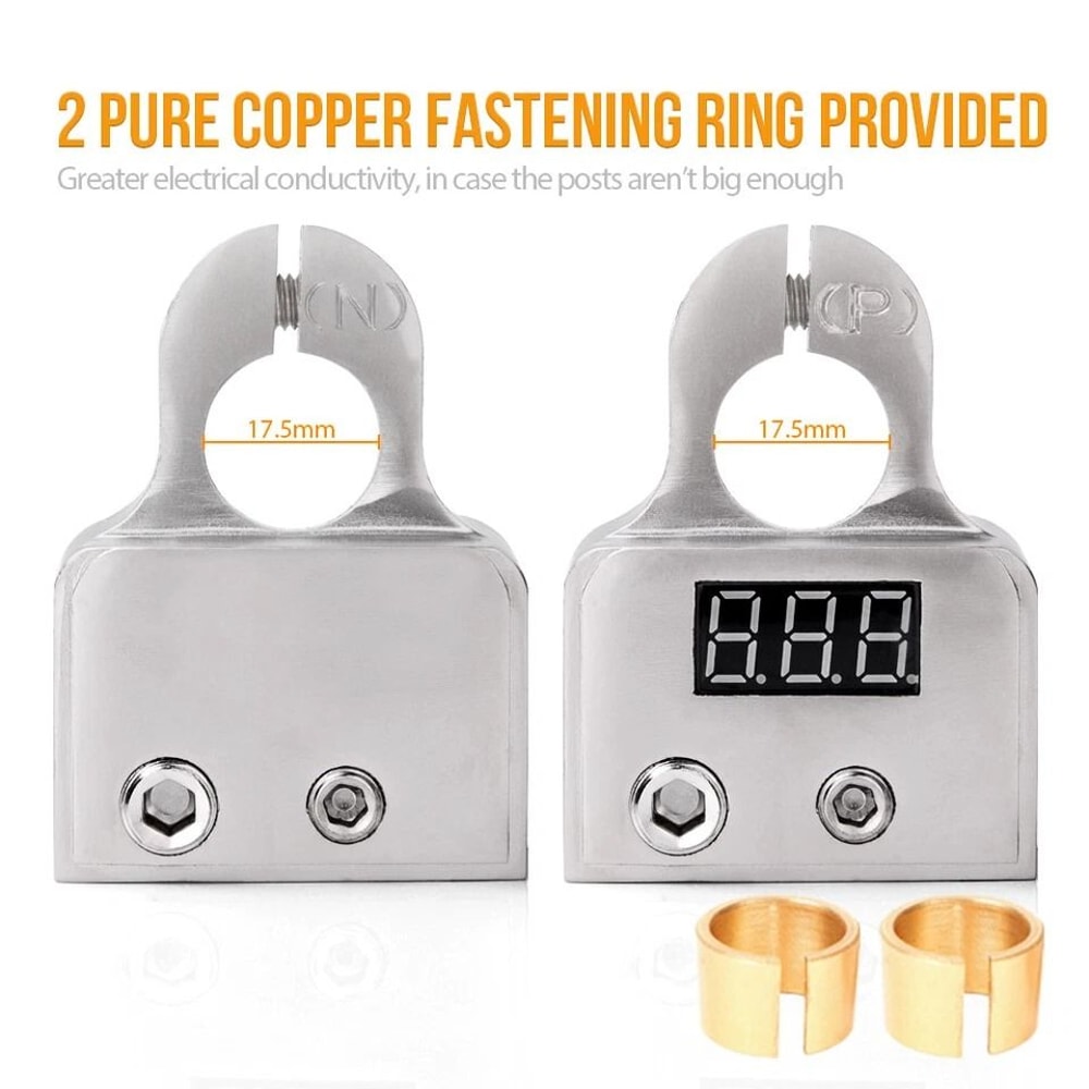 Heavy Duty Car Battery Terminal Clamps With Voltmeter For SAE Top Post 2