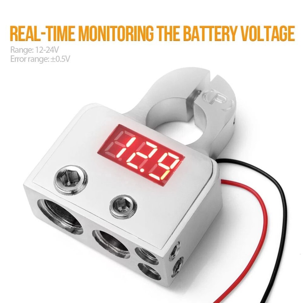 Heavy Duty Car Battery Terminal Clamps With Voltmeter For SAE Top Post 3