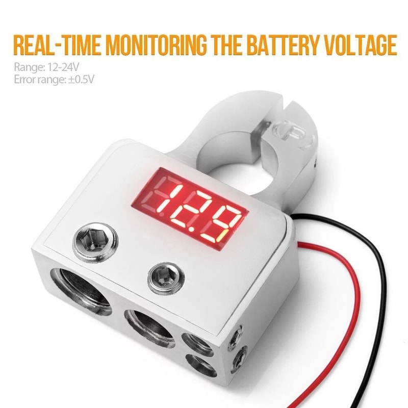 Heavy Duty Car Battery Terminal Clamps With Voltmeter For SAE Top Post 3