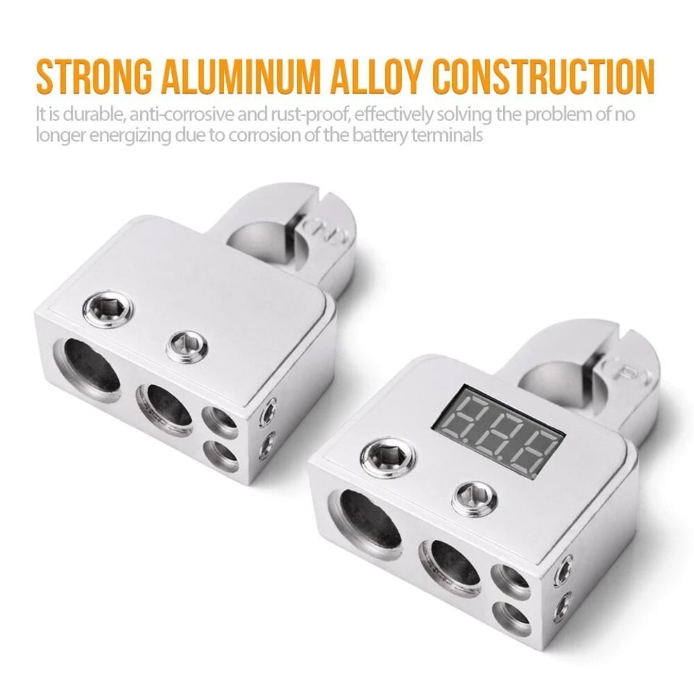 Heavy Duty Car Battery Terminal Clamps With Voltmeter For SAE Top Post 6