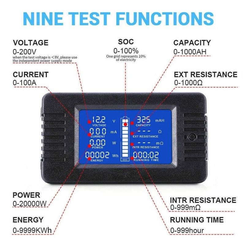 Battery Monitor LCD Voltage Current Meter With Shunt 2