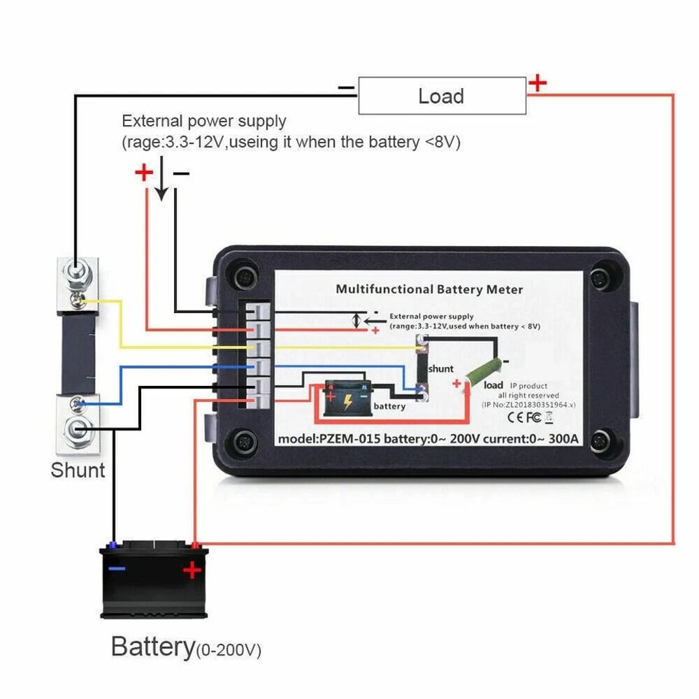 Battery Monitor LCD Voltage Current Meter With Shunt 4