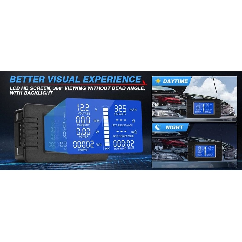 Battery Monitor LCD Voltage Current Meter With Shunt 11