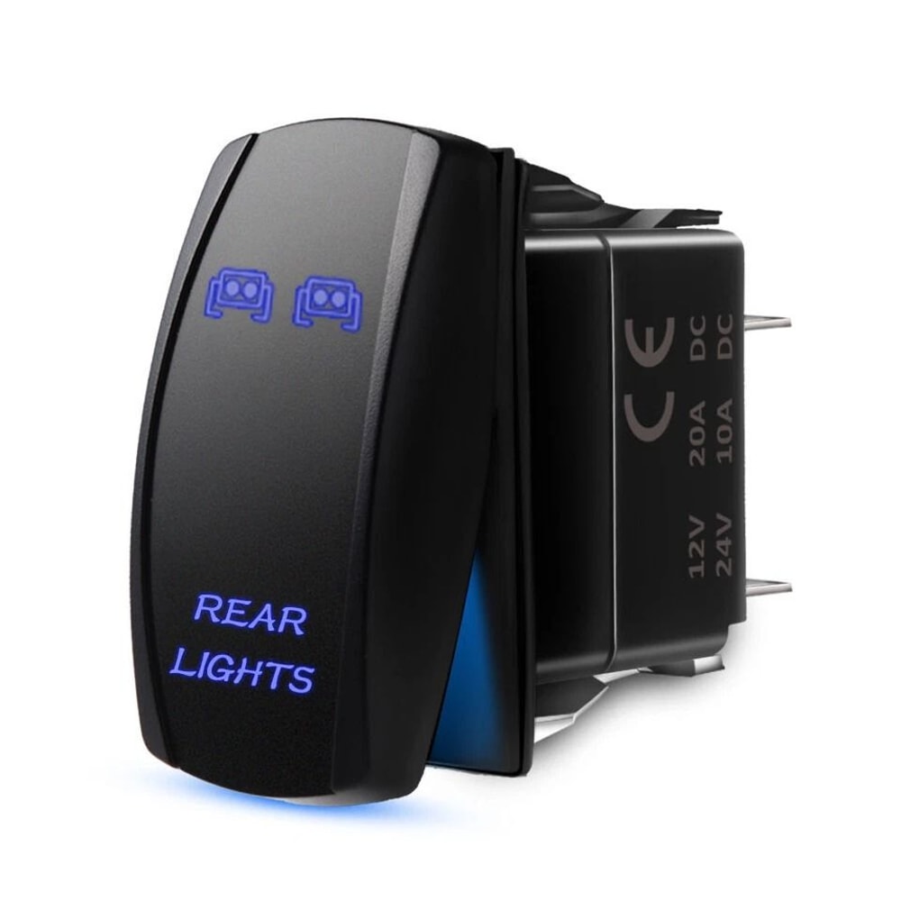 Rear Lights Rocker Switch With Blue LED 0