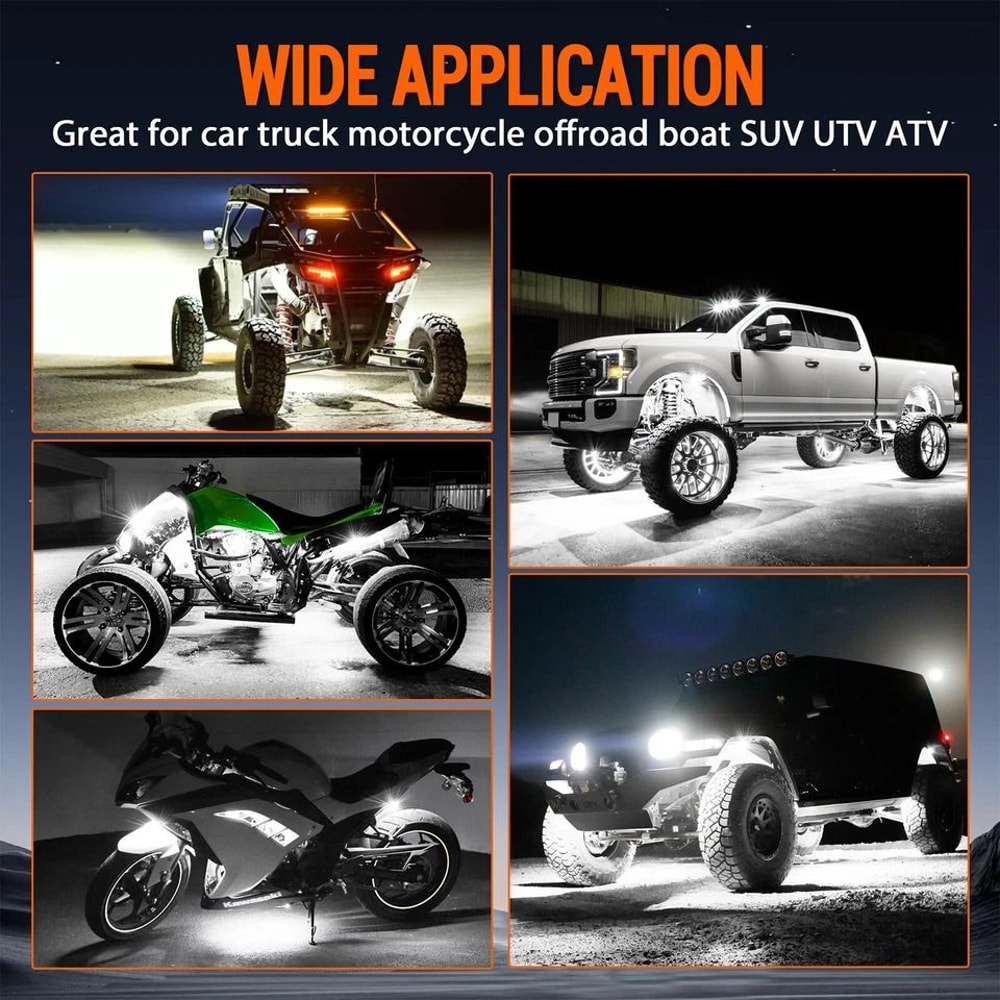 Pod Pure White LED Rock Lights Waterproof Underbody Kit 2