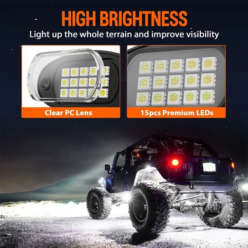 Pod Pure White LED Rock Lights Waterproof Underbody Kit 3