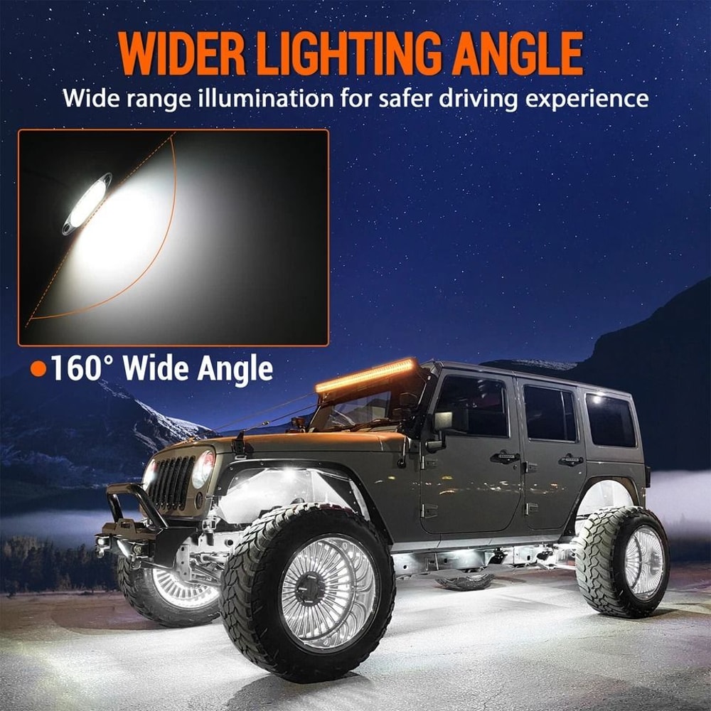 Pod Pure White LED Rock Lights Waterproof Underbody Kit 5