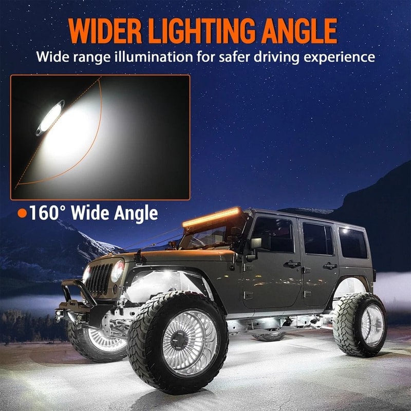 Pod Pure White LED Rock Lights Waterproof Underbody Kit 5
