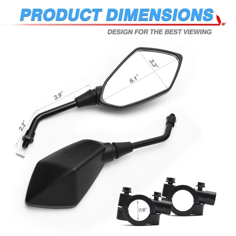 Universal Motorcycle Bar End Mirrors Pair For Handlebars 1