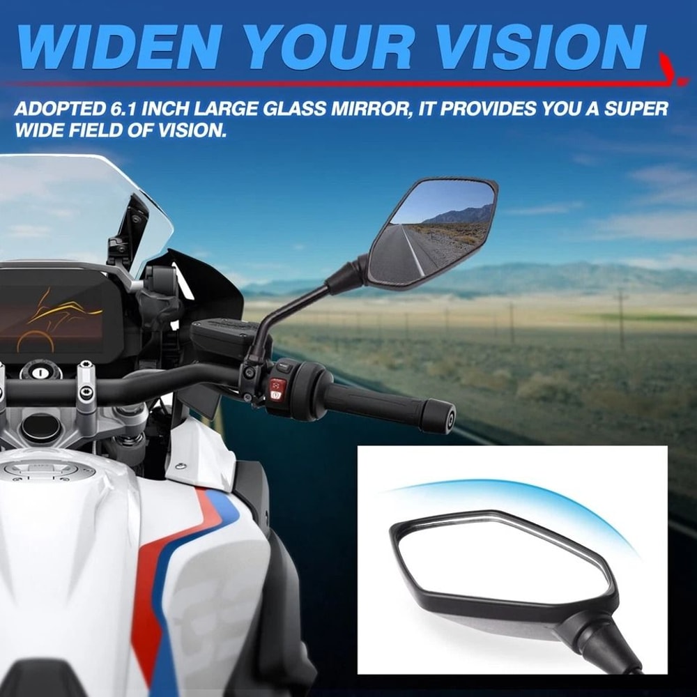 Universal Motorcycle Bar End Mirrors Pair For Handlebars 3