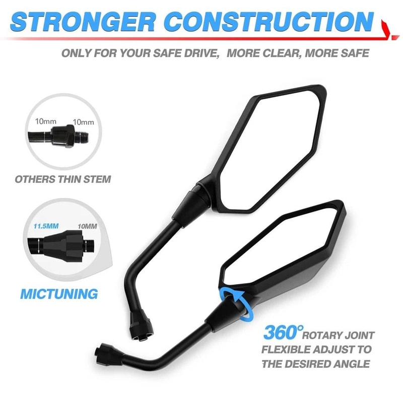 Universal Motorcycle Bar End Mirrors Pair For Handlebars 4