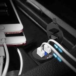 qc dual usb car charger socket with digital voltmeter for rv truck boat