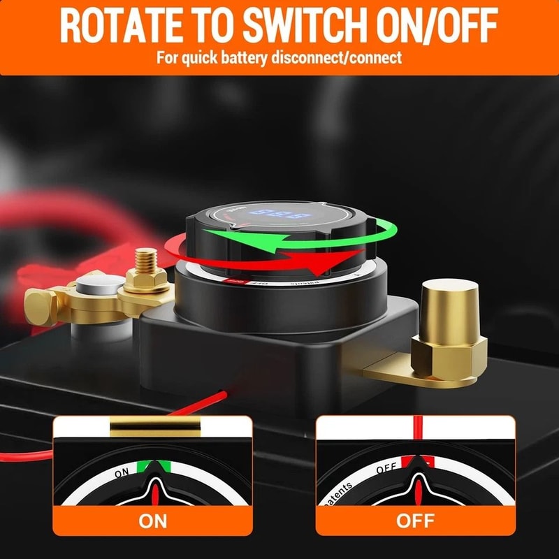 Battery Disconnect Switch With LED Voltmeter For RV Marine Car 2
