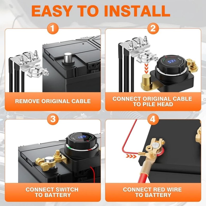 Battery Disconnect Switch With LED Voltmeter For RV Marine Car 3