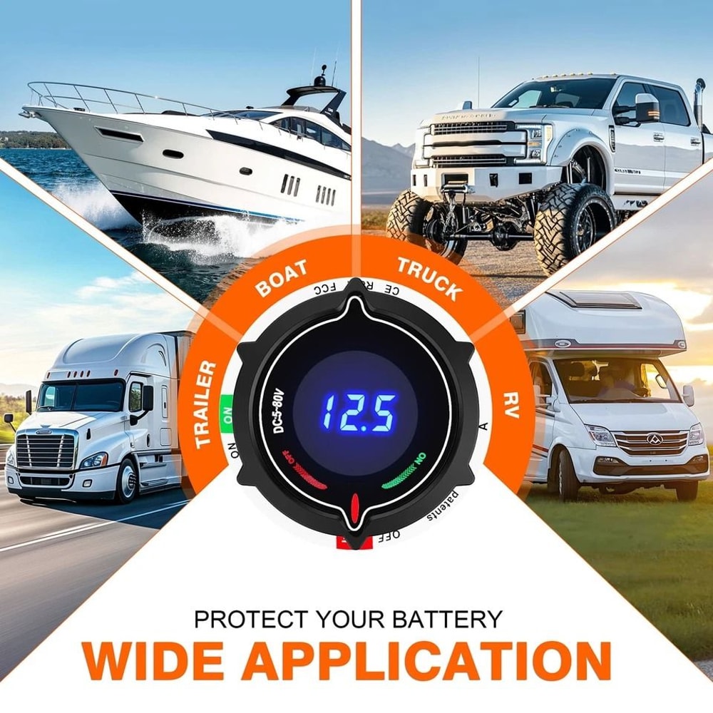 Battery Disconnect Switch With LED Voltmeter For RV Marine Car 4