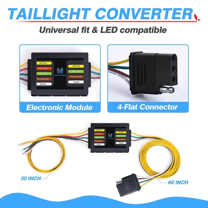 Wire Trailer Tail Light Converter With Pin Wiring Harness 1