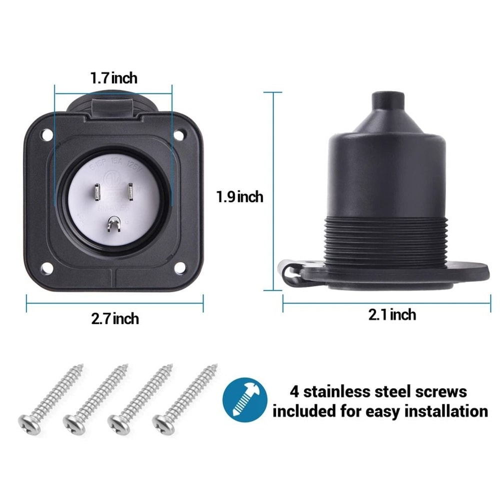 RV Power Inlet Plug NEMA Flanged Shore Power Socket 4