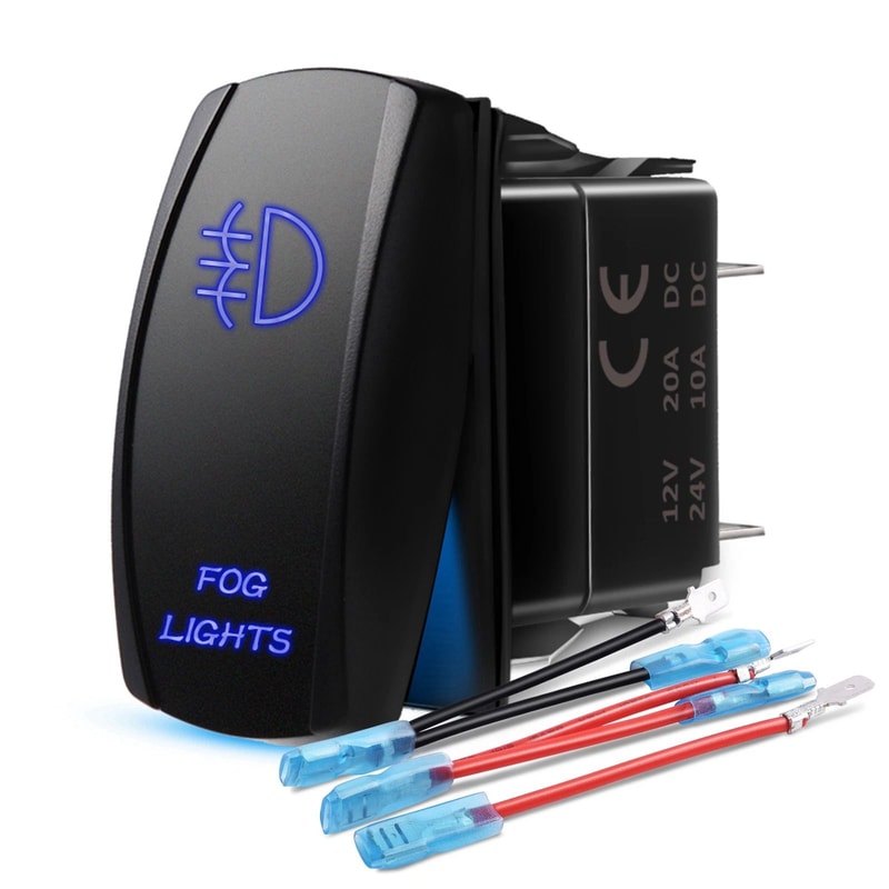 FOG Lights Laser Rocker Switch OnOff Button Blue Led SPST 7