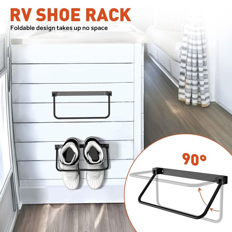 Pair RV Wall Mounted Shoe Rack Space Saving Camper Entryway Organizer 3