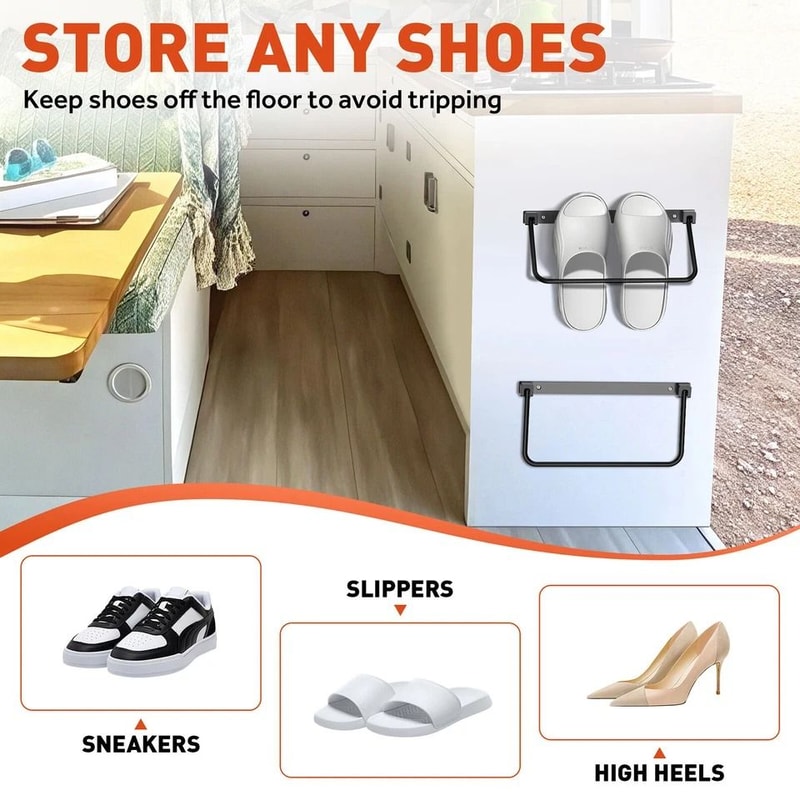 Pair RV Wall Mounted Shoe Rack Space Saving Camper Entryway Organizer 4