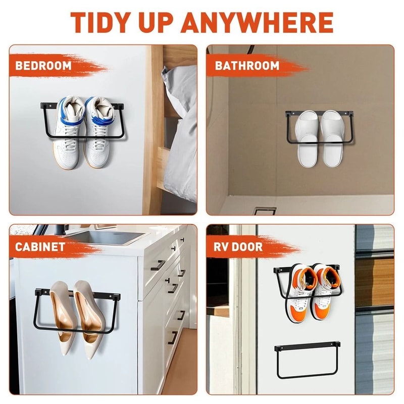 Pair RV Wall Mounted Shoe Rack Space Saving Camper Entryway Organizer 5