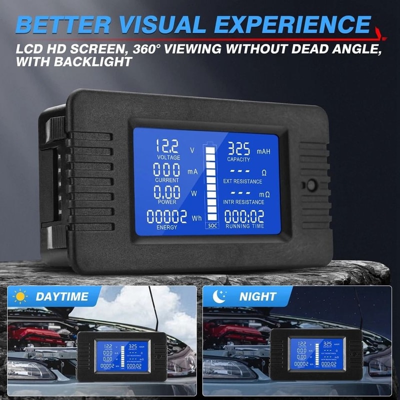 DC Battery Monitor With LCD Voltage Current Meter And Shunt 2