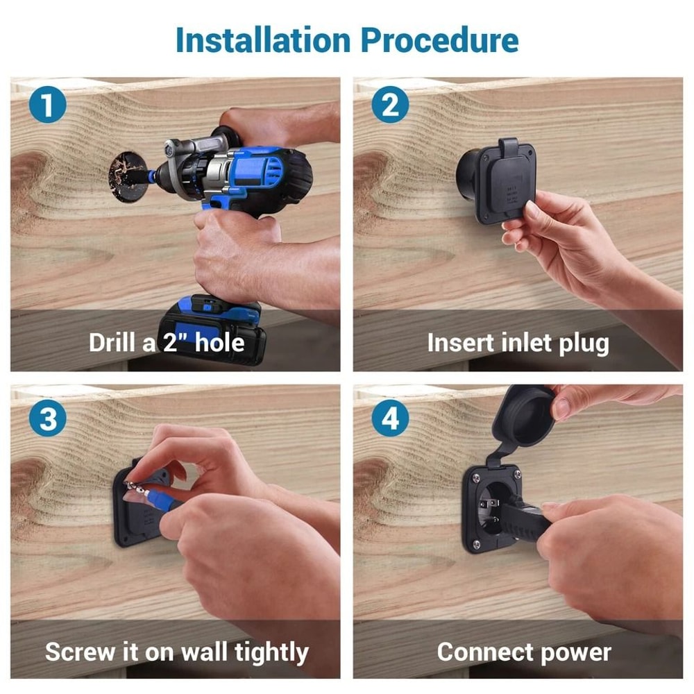 RV Shore Power Inlet With Waterproof Cap 4